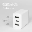 【KINYO】17W 雙USB+Type-C充電器(CUH-5355)