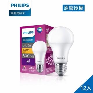 【Philips 飛利浦】超極光真彩版 6.8W LED燈泡 12入(PL01N/PL02N/PL03N)