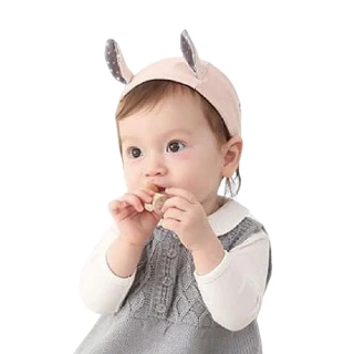 【Akiko Sakai】可愛兔耳朵造型棉麻布料0.5-2歲寶寶髮帶(生日 送禮 禮物)