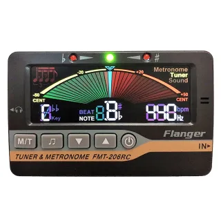 【Flanger】FMT-206RC全彩三合一調音器 -調音/節拍/拾音/全彩大面板LED/附4號電池x2