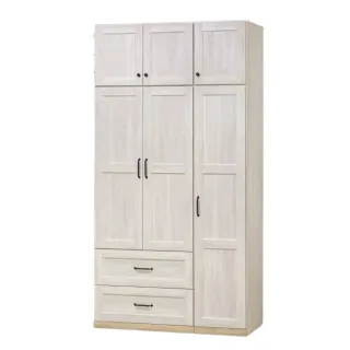 【MUNA 家居】泰倫斯4X8尺白橡木色二抽衣櫥/含被櫥頭(櫥櫃 收納 衣櫃)