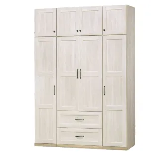 【MUNA 家居】泰倫斯5X8尺白橡木色衣櫥/含被櫥頭(櫥櫃 收納 衣櫃)