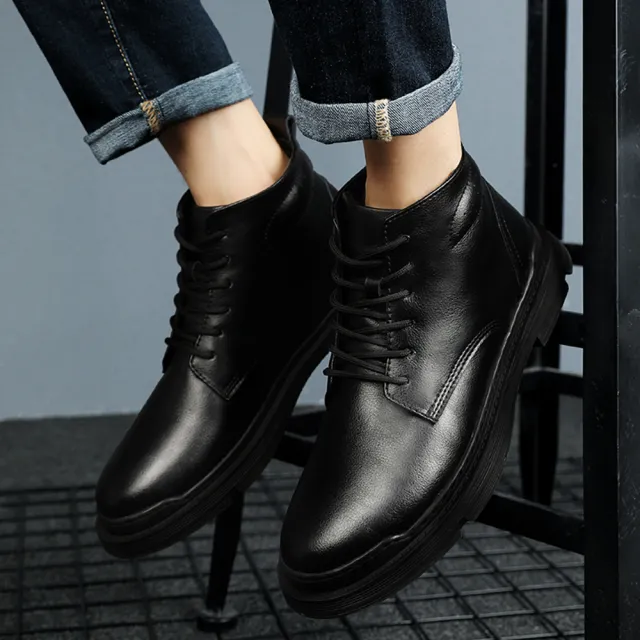 【Adonis】真皮馬丁靴/真皮時尚經典個性休閒工裝馬丁靴-男鞋(黑)