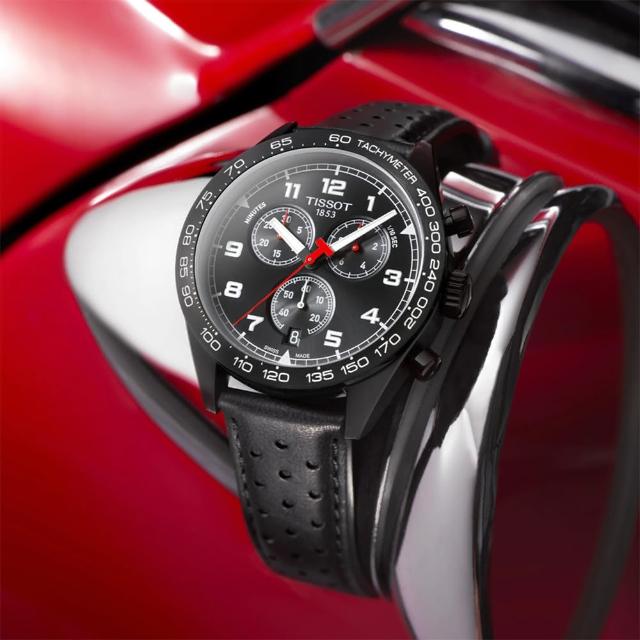 【TISSOT 天梭 官方授權】T-Sport系列 PRS 516 三眼計時手錶-45mm 情人節 禮物(T1316173605200)