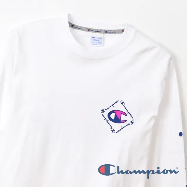 【Champion】官方直營-AS印花LOGO長袖TEE-男(白色)