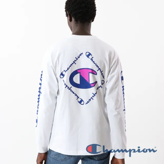 【Champion】官方直營-AS印花LOGO長袖TEE-男(白色)