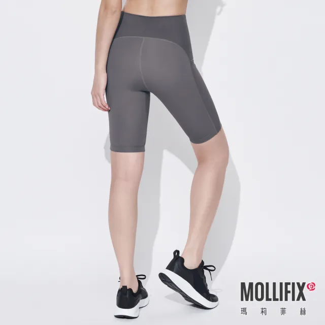 【Mollifix 瑪莉菲絲】高彈力訓練五分褲、瑜珈服、Legging(日暮灰)