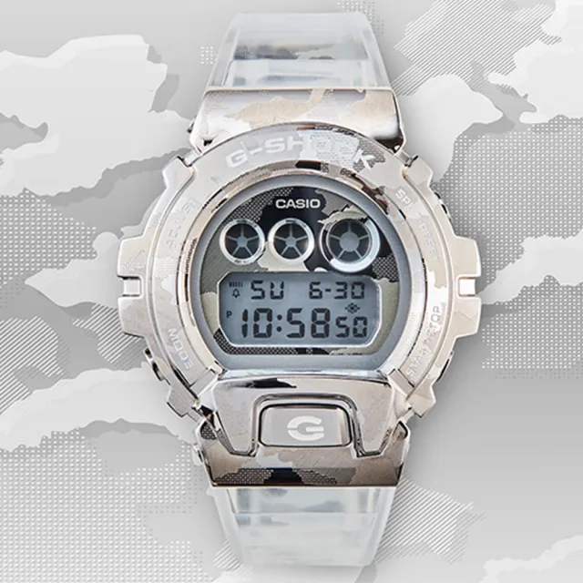 【CASIO 卡西歐】G-SHOCK 冰酷迷彩金屬電子手錶(GM-6900SCM-1)