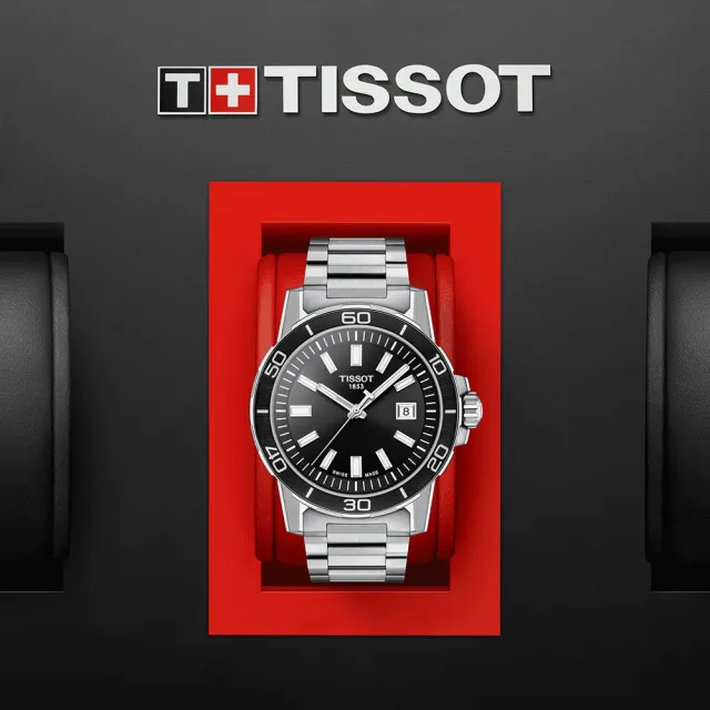 【TISSOT 天梭】Supersport 石英手錶-黑/44mm 畢業禮物(T1256101105100)