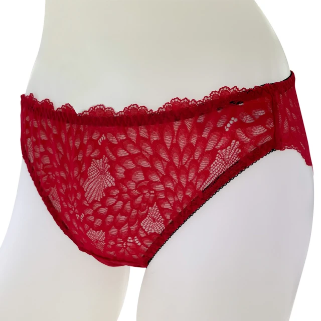 Swear 思薇爾 Panty小褲系列M-XL全蕾絲低腰三角無痕女內褲(莓果紅)