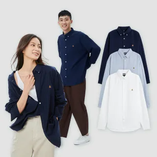 【GAP】男女同款 清爽小熊刺繡寬鬆長袖襯衫-多色可選(820158)