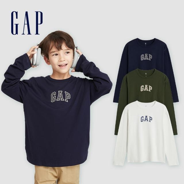 【GAP】男童裝 Logo純棉圓領長袖T恤-多色可選(821305)