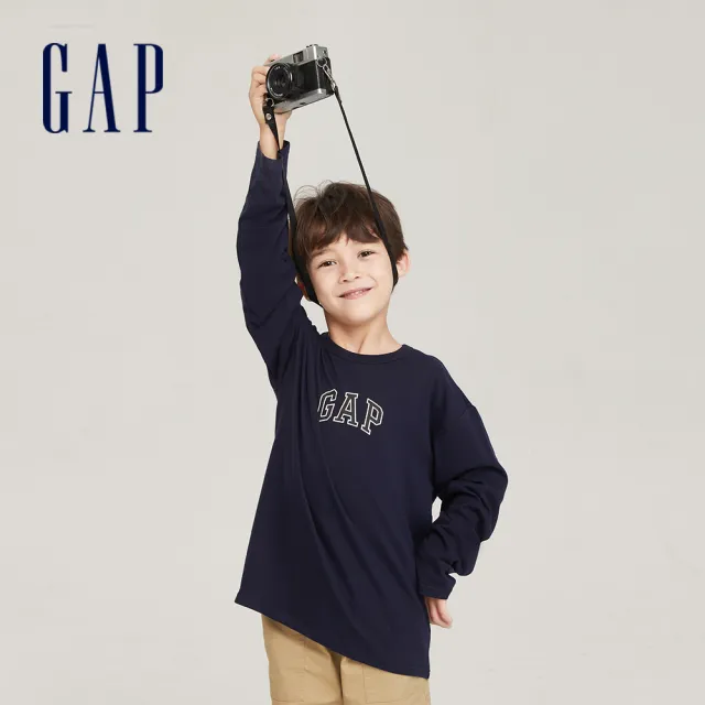 【GAP】男童裝 Logo純棉圓領長袖T恤-多色可選(821305)