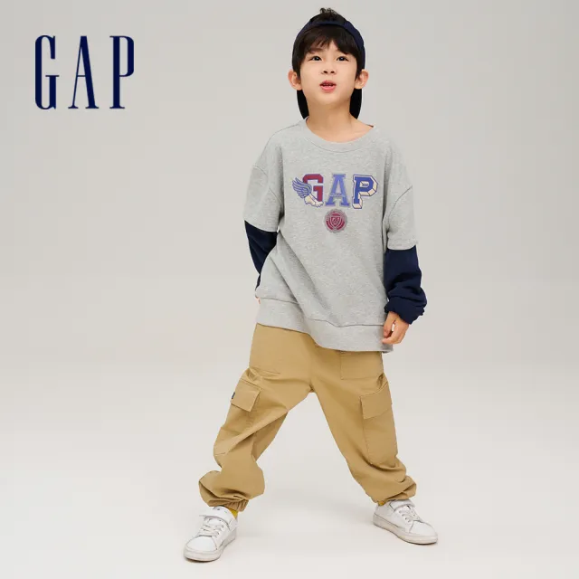 【GAP】男童裝 Logo鬆緊束口工裝褲-多色可選(836575)