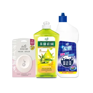 【花仙子】體驗組-抗菌浴廁消臭劑+浴廁強效清潔劑+茶樹洗碗精(香味隨機出貨)