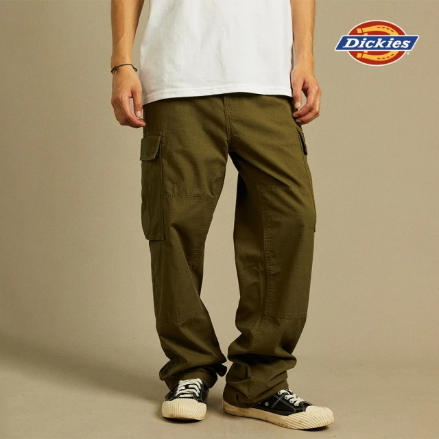 Dickies 男款軍綠色純棉多口袋舒適休閒工裝長褲｜DK012275MGR