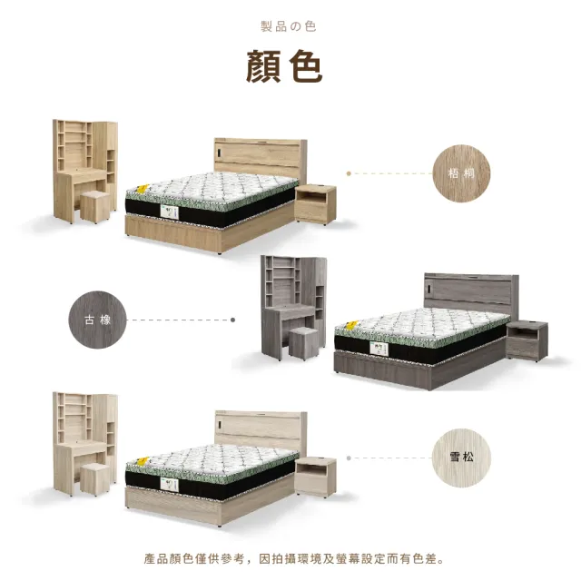 【IHouse】品田 房間5件組 單大3.5尺(床頭箱+6分底+床墊+床頭櫃+鏡台含椅)