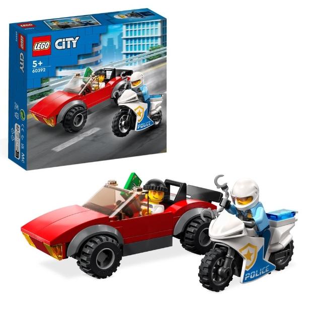 【LEGO 樂高】城市系列 60392 警察摩托車飛車追逐(玩具車 交通工具)