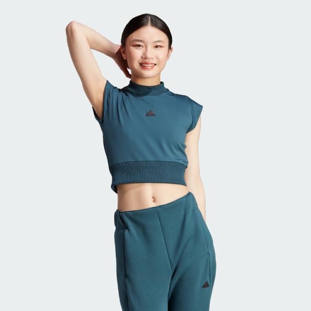 【adidas 愛迪達】上衣 女款 短袖上衣 運動 W Z.N.E. TEE 藍綠  IM4914