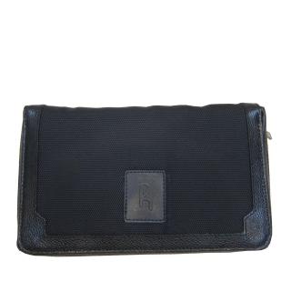 【SNOW.bagshop】真皮 手拿包小型容量二層主袋(真皮包包 大型皮夾功能隨身品夾包100%進口牛皮革+防水緹花布