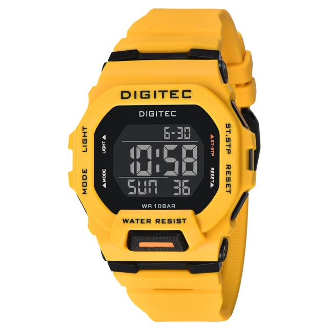 【DIGITEC】數碼科技 DG-5169T-8 繽紛色彩百搭電子錶-黃黑(防水潮流)