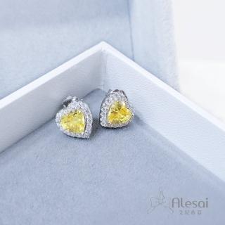 【Alesai艾尼希亞【Fancy飾品】】925純銀 黃色鋯石耳環(愛心耳環)