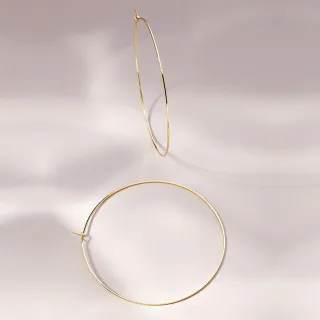 【LUV AJ】好萊塢潮牌 簡約金色大圓耳環 CAPRI WIRE HOOPS(簡約金色大圓耳環)
