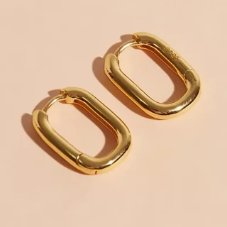 【LUV AJ】好萊塢潮牌 金色鎖扣耳環 簡約小圓耳環 CHAIN LINK HUGGIES(鎖扣耳環)