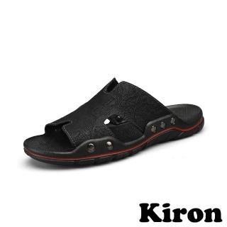 【Kiron】平底拖鞋/復古百搭舒適休閒拖鞋-男鞋(黑)