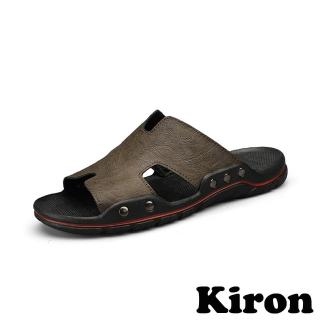 【Kiron】平底拖鞋/復古百搭舒適休閒拖鞋-男鞋(卡其)