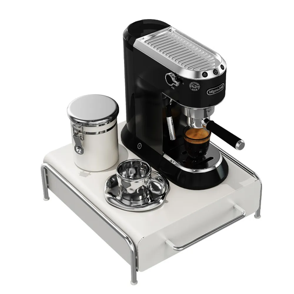 【Viita】設計感咖啡膠囊茶包收納抽屜/咖啡機增高展示置物架 小號白