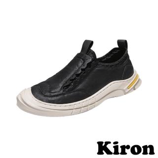 【Kiron】網布樂福鞋/潮流時尚網布拼接復古休閒樂福鞋-男鞋(黑)