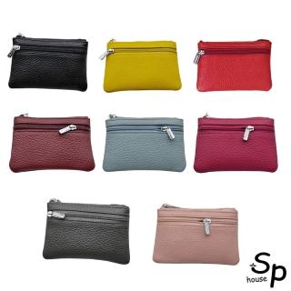 【Sp house】柔軟耐用拉鍊全真牛皮小零錢包(8色可選)