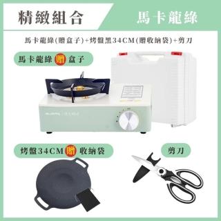 【享屋】34cm麥飯石烤盤+3.5W卡式爐(烤盤卡式爐 韓式烤盤 便攜式卡式爐 迷你卡式爐 防風卡式爐)