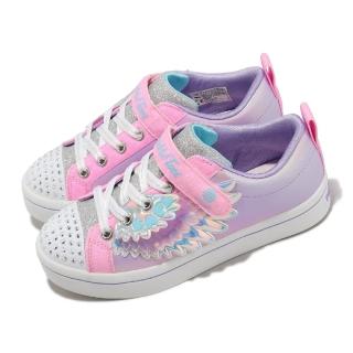 【SKECHERS】童鞋 S lights-Twi-Lites 2 中童 燈鞋 紫 粉紅 發光 閃燈 翅膀 魔鬼氈(314454-LPKMT)