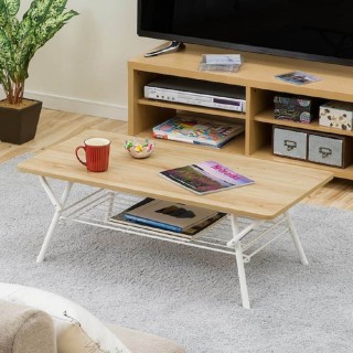 【NITORI 宜得利家居】網購限定 折疊桌附收納層架 SHELFY2 9045 LBR EC(折疊桌 網購限定 SHELFY)