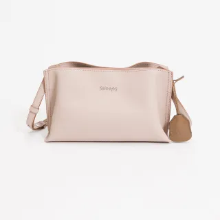 【RABEANCO】DAE 真牛皮流線壓紋斜背小方包(粉)