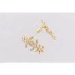 【CHANEL 香奈兒】CC Logo 水晶鑲飾小花造型針式耳環(金色)