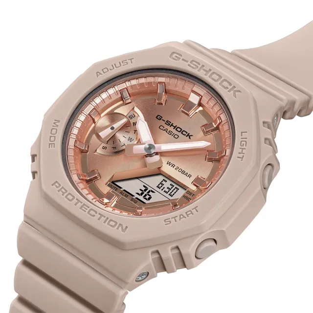 【CASIO 卡西歐】G-SHOCK ITZY有娜配戴款 煙燻粉色 粉紅金八角農家橡樹手錶 女錶 畢業禮物(GMA-S2100MD-4A)