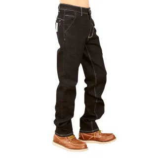 【Dreamming】時尚布標純色伸縮中直筒牛仔褲(共二色)