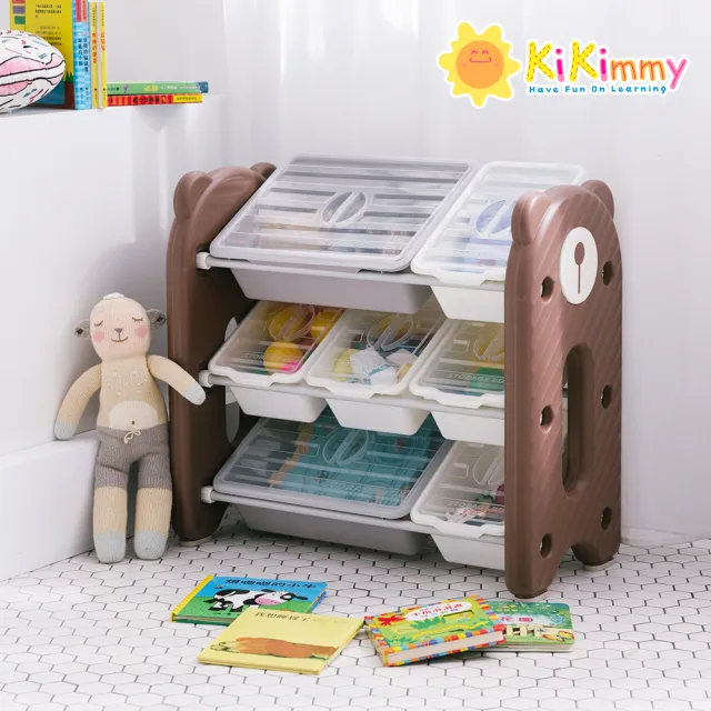 【kikimmy】多功能三層防塵收納架/附蓋 68cm(兒童收納/防塵收納架/玩具收納)