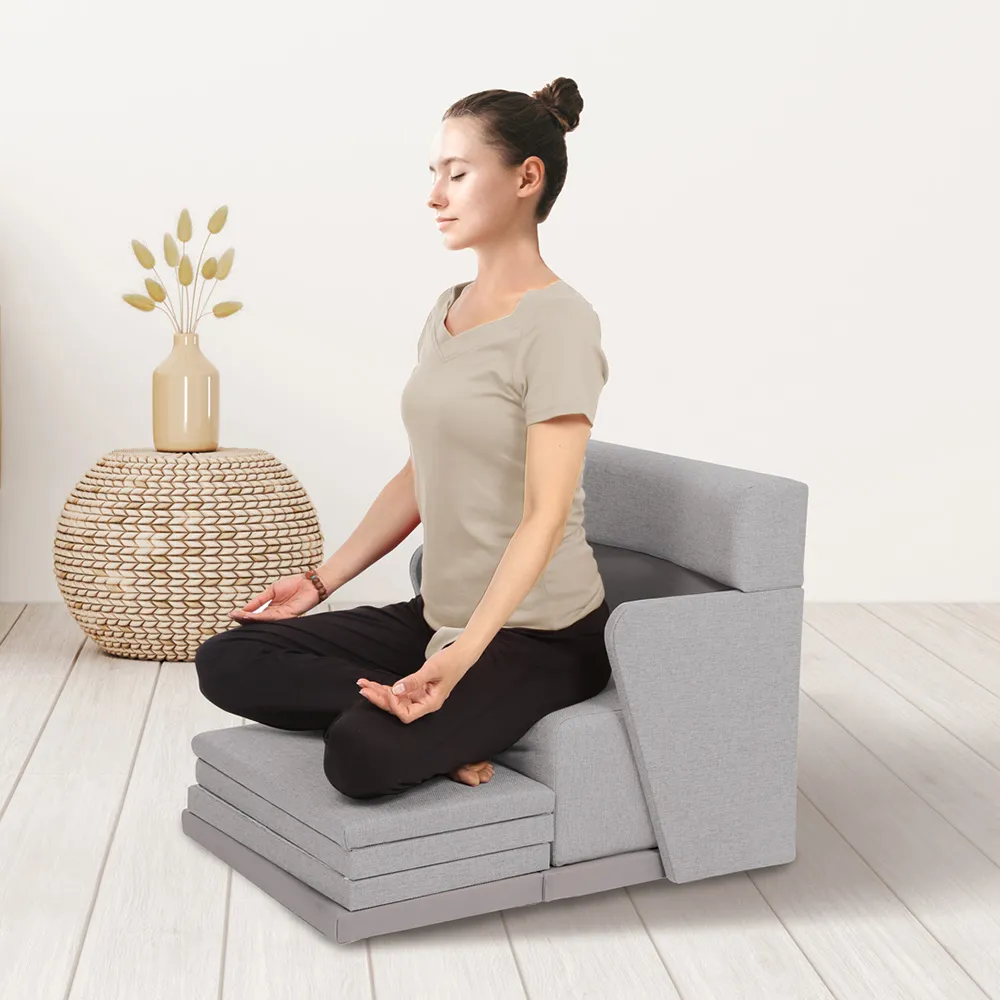 【心到位QUELEA】可調整冥想沙發 打坐椅 靜坐椅 禪坐椅 冥想椅(MCH1-亞麻灰  靜心/冥想/打坐/禪修/盤坐)