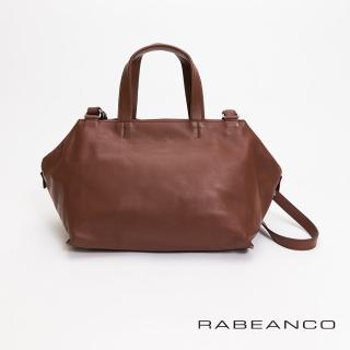 【RABEANCO】PORTA真皮運動風手提斜揹包-中(咖)