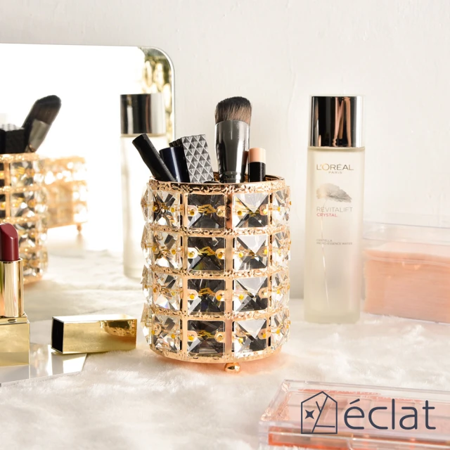EclatEclat 極致奢華炫彩水晶化妝刷具收納筒/筆筒/收納盒(收納筒 刷具筒 文具收納 筆刷收納)