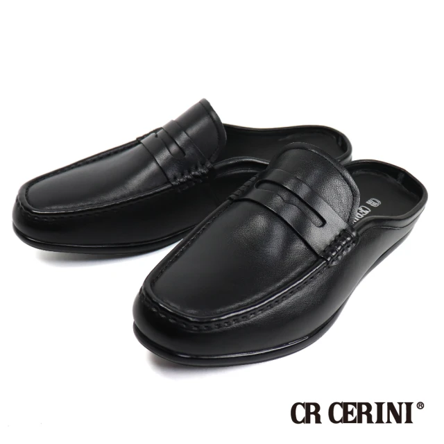 CR CERINI 質感輕量雕花翼紋德比鞋 黑色(CR118