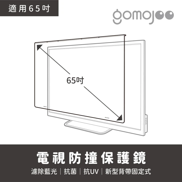 gomojoo 65吋電視防撞保護鏡(背帶固定式 減少藍光 台灣製造)