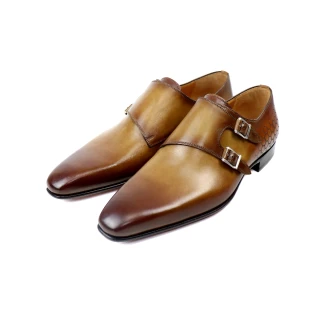 【MAGNANNI】手工刷色蜂巢紋孟克鞋 棕色(24802-CAS)