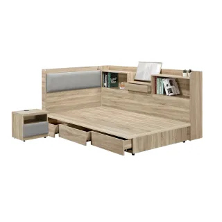 【IHouse】有木 房間4件組 單大3.5尺(插座床頭+收納抽屜底+收納床邊櫃+床頭櫃)