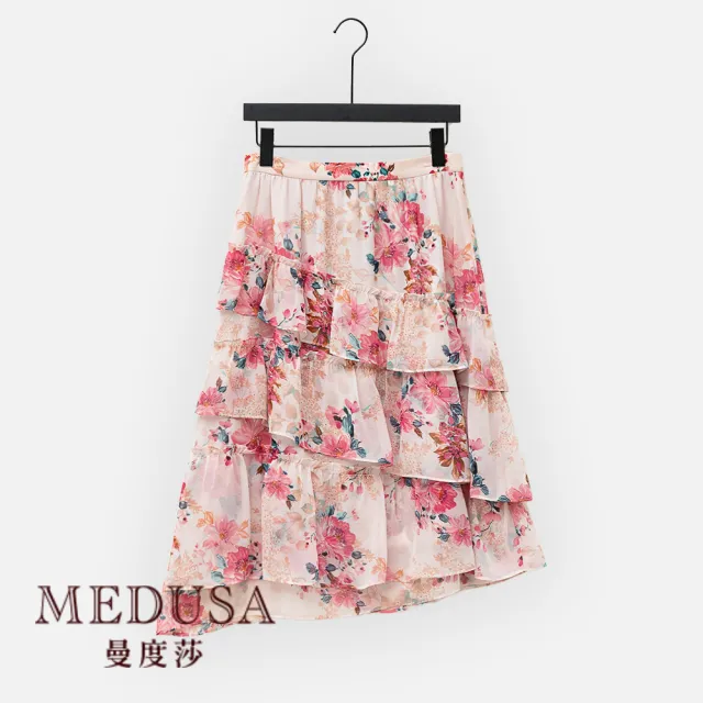 【MEDUSA 曼度莎】現貨-浪漫粉紅碎花雪紡裙（M-XL）｜雪紡裙 碎花雪紡裙(101-3110C)