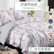 【eyah 宜雅】舒適柔絲綿雙人床包枕頭套3件組-5*6.2尺(格紋線條)